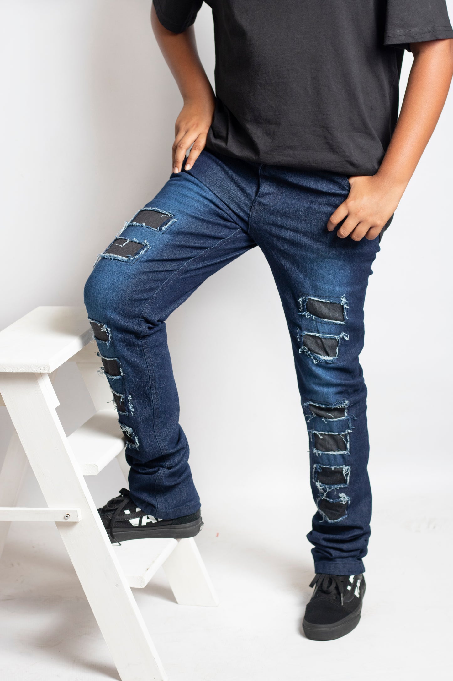 Big Boys 5 Pocket Skinny Fit Jeans with Patch - Indigo (BB107)