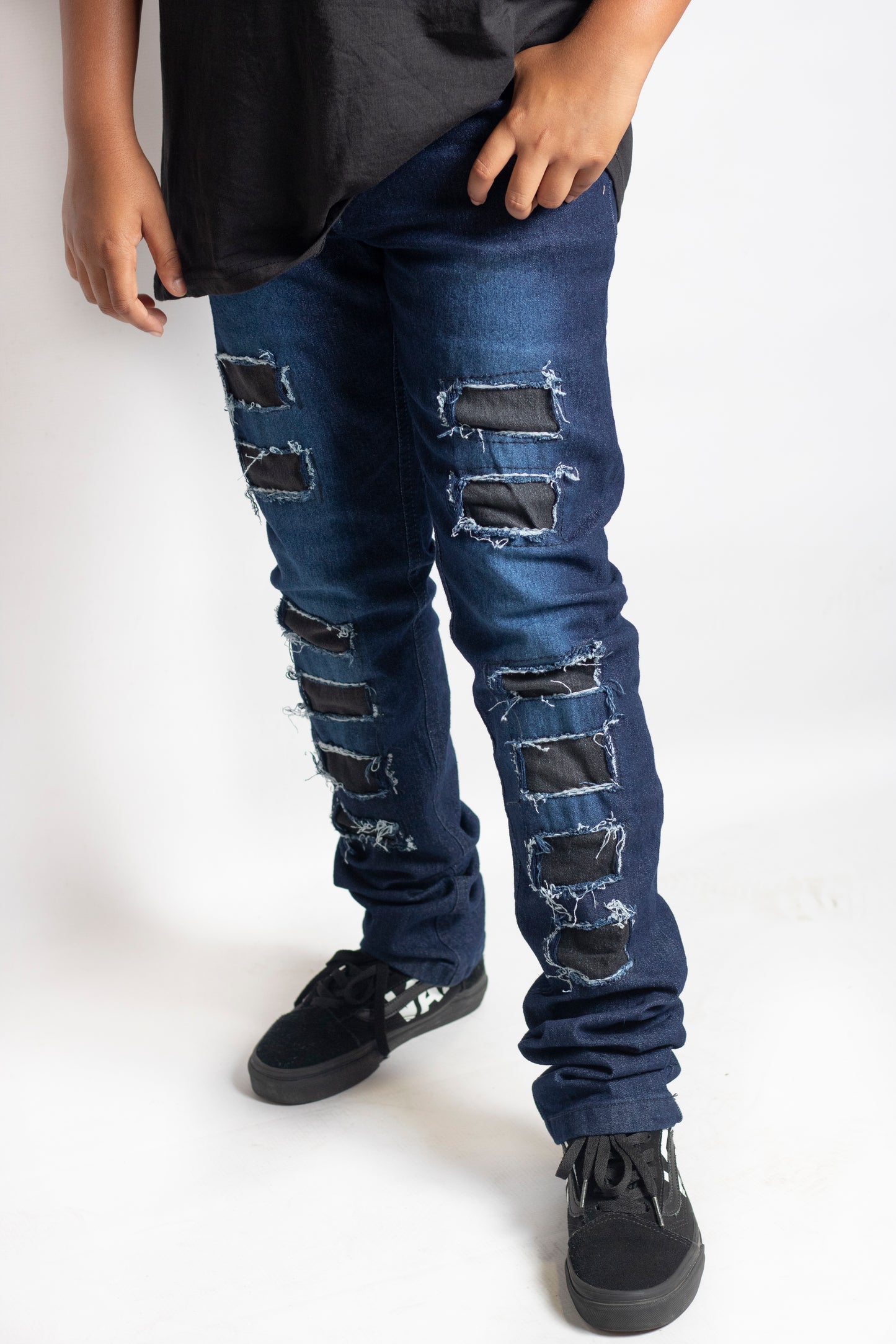 Big Boys 5 Pocket Skinny Fit Jeans with Patch - Indigo (BB107)