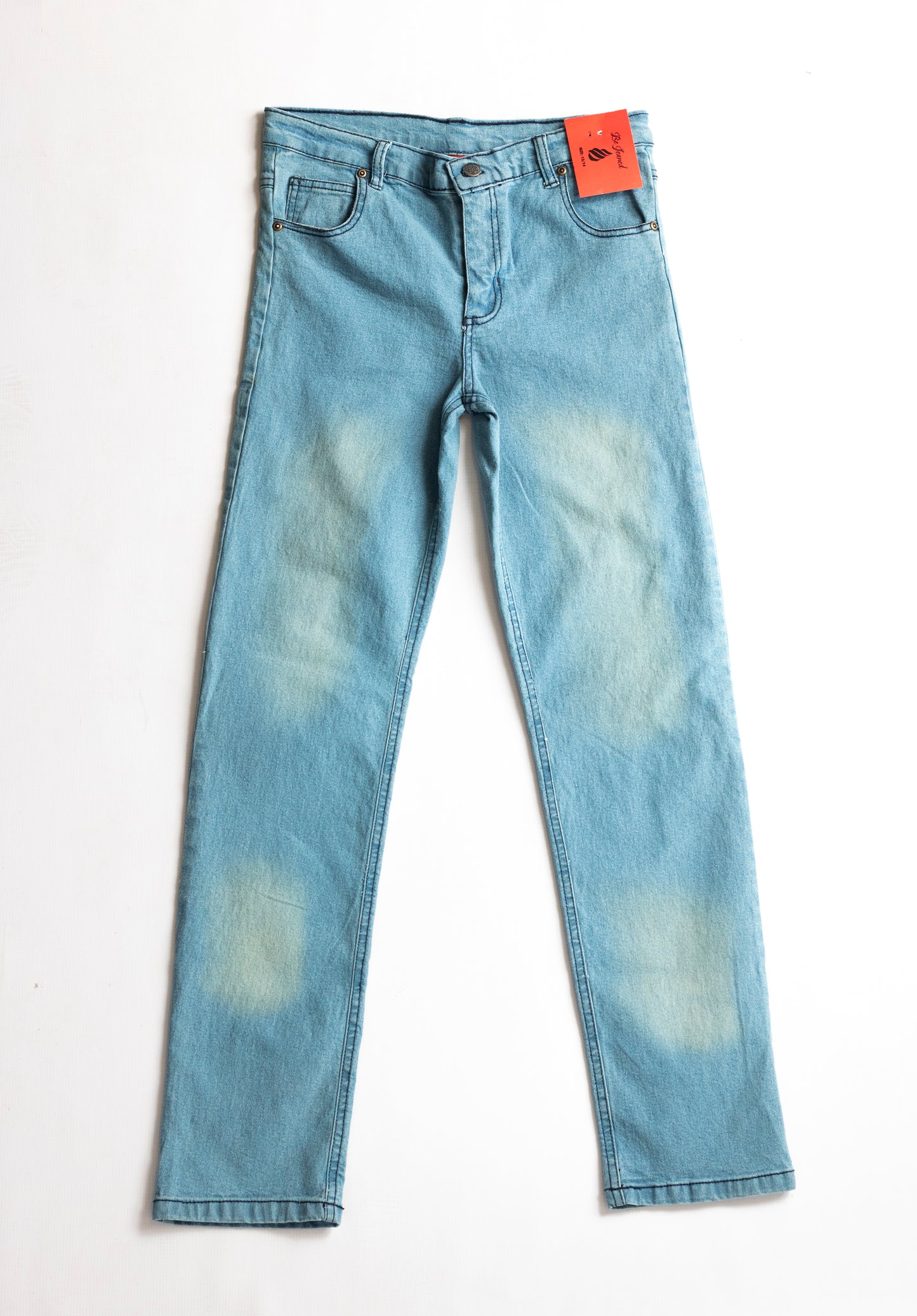 Big Boys 5 Pocket Straight Fit Jeans – Light Blue Wash with Spray (BB113 A&B)