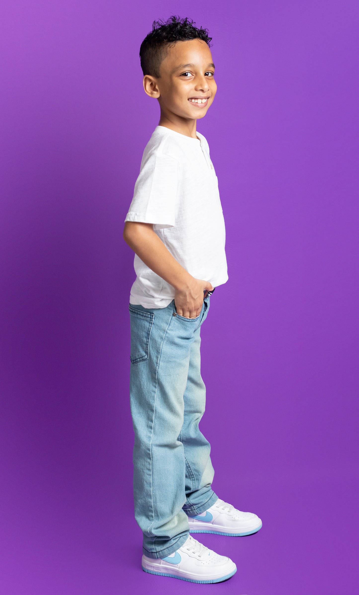 Big Boys 5 Pocket Straight Fit Jeans – Light Blue Wash with Spray (BB113 A&B)