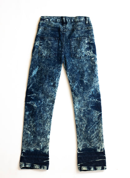 Big Boys 5 Pocket Straight Fit Jeans - Snow with Patches (BB114)