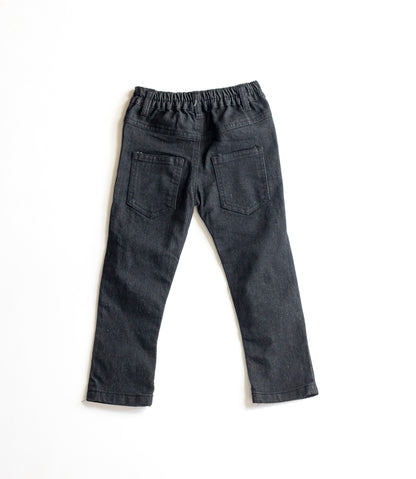 Little Boys 5 Pocket Skinny Fit Jeans with Red Paint Splash - Garment Wash (DK111)