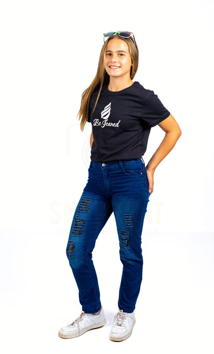Big Girls 5 Pocket Skinny Fit Jeans With Distressed Detail (DK116) - Original Price R224.45