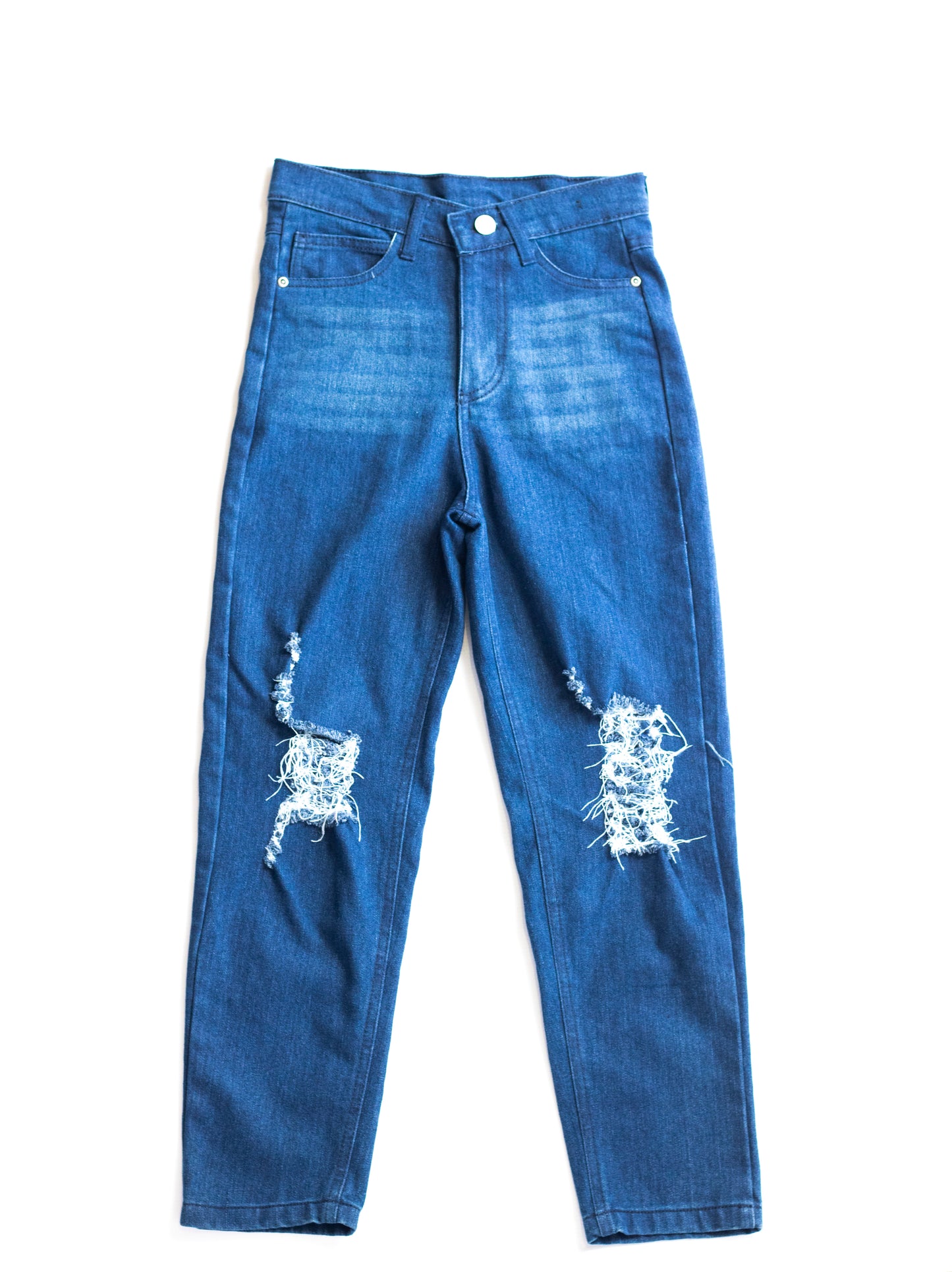 Big Girls 5 Pocket Balloon Fit Jeans with Distressed Detail (DK122)