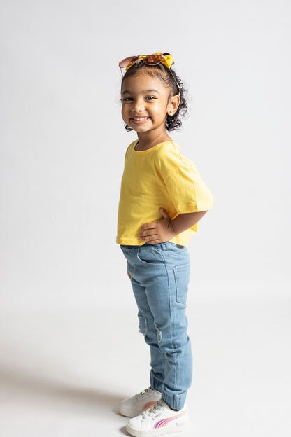 Little Girls 5 Pocket Skinny Jogger with Cuff - Light Enzyme Wash (DK149)