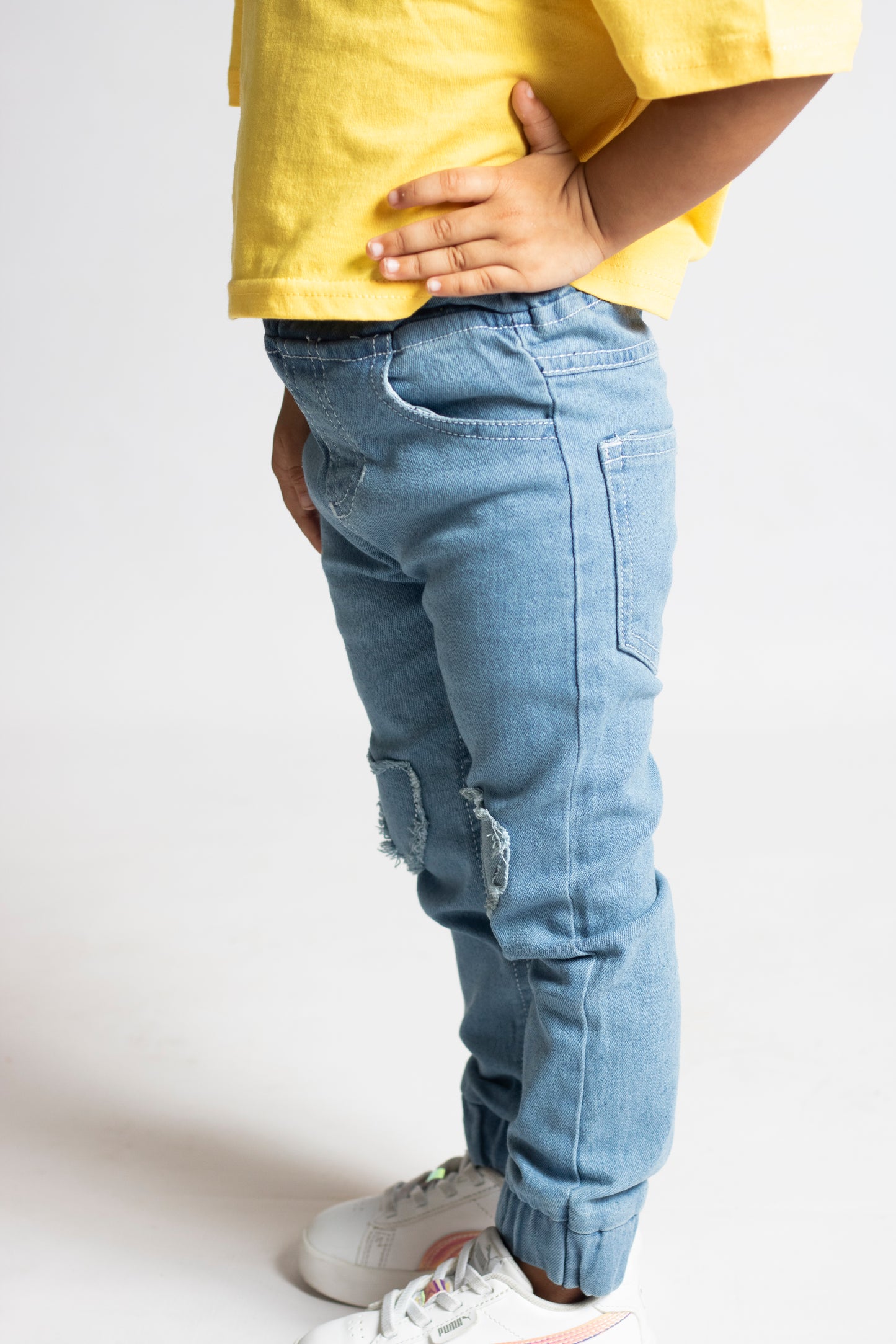 Little Girls 5 Pocket Skinny Jogger with Cuff - Light Enzyme Wash (DK149)