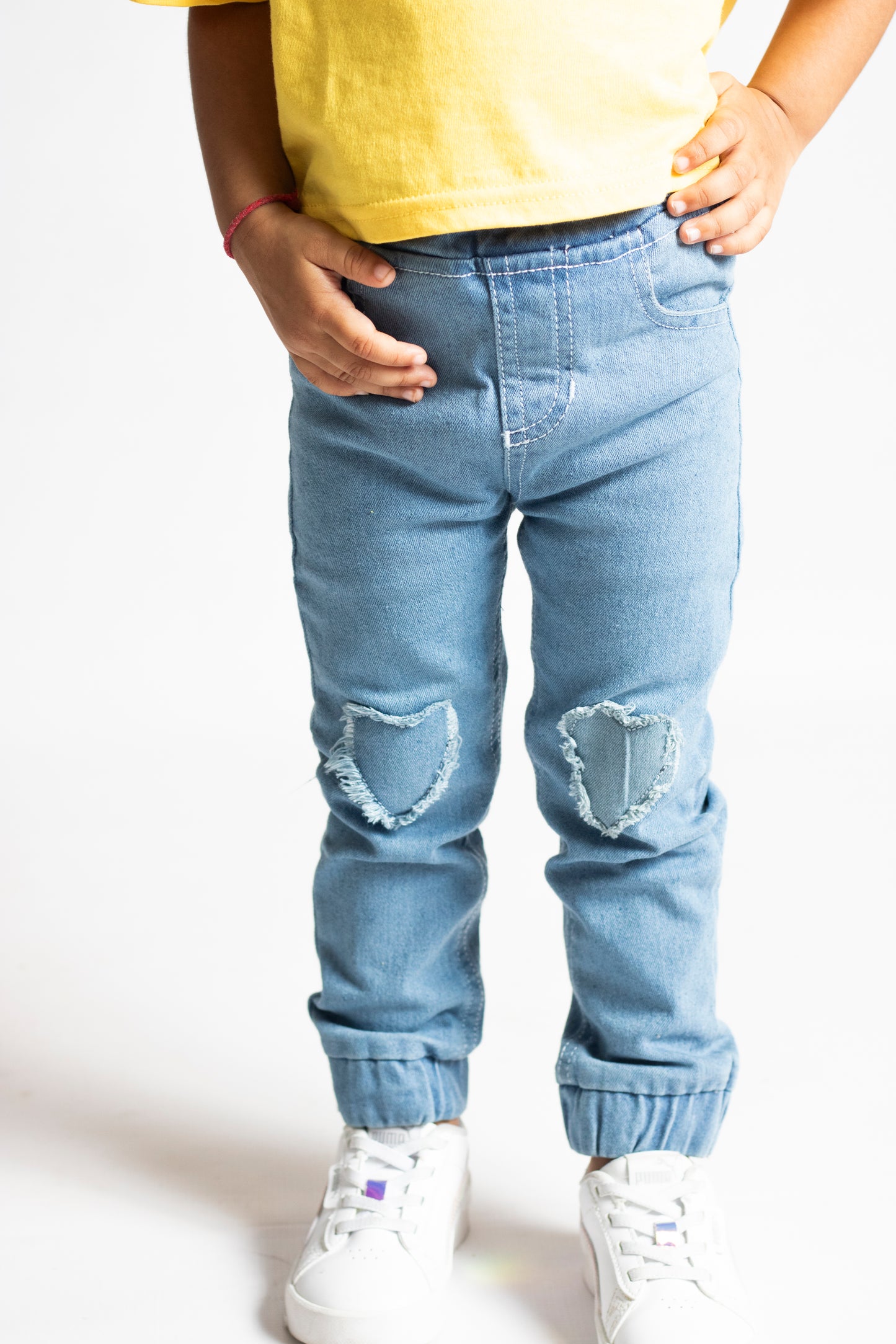 Little Girls 5 Pocket Skinny Jogger with Cuff - Light Enzyme Wash (DK149)