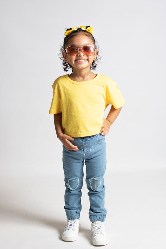 Little Girls 5 Pocket Skinny Jogger with Cuff - Light Enzyme Wash (DK149)