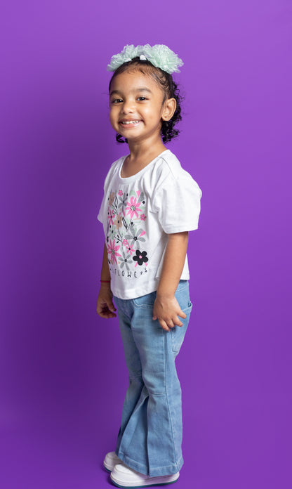 Little Girls Flare Fit Jeans - Light Enzyme Wash (DK153)