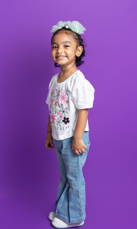 Little Girls Flare Fit Jeans - Light Enzyme Wash (DK153)
