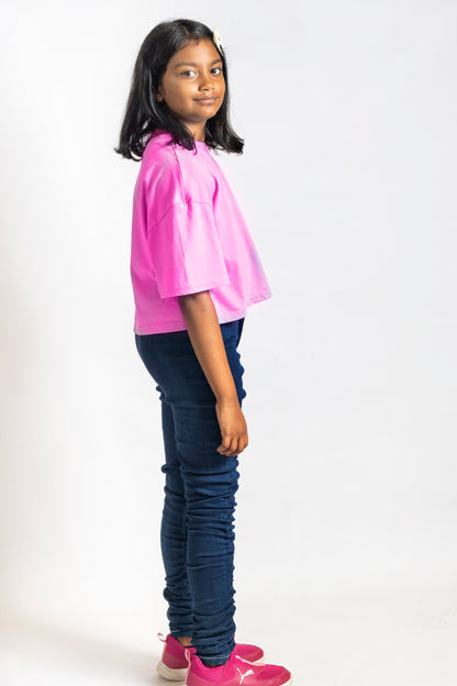 Big Girls 5 Pocket Skinny Jeans with Rouched Bottom - Dark Indigo (DK156)