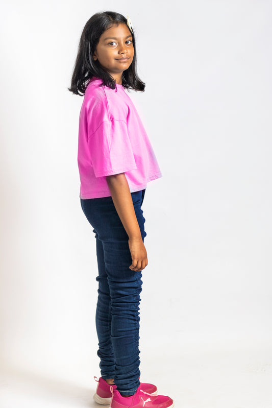 Big Girls 5 Pocket Skinny Jeans with Rouched Bottom - Dark Indigo (DK156)