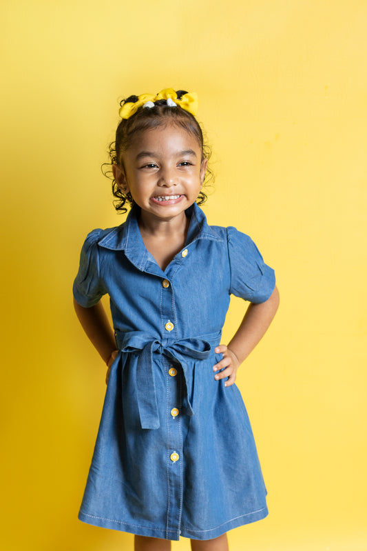 Little Girls Light Denim Dress (DK158)