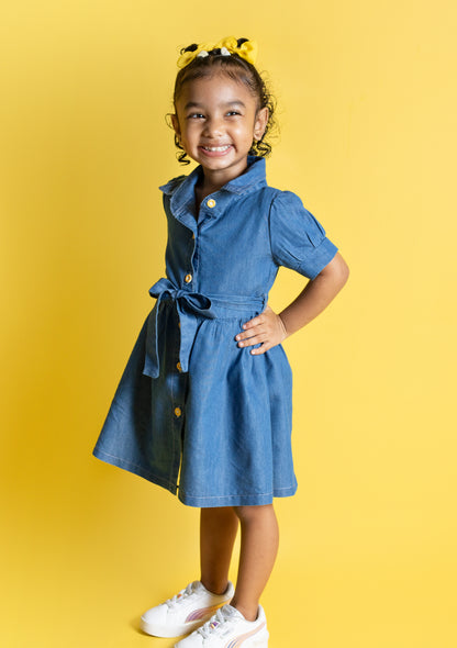 Little Girls Light Denim Dress (DK158)