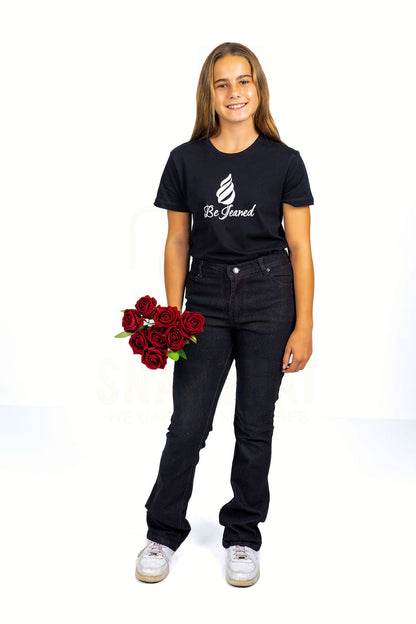 Big Girls 5 Pocket Bootleg Fit Jeans with White Spray - Garment Wash (DK119) - Original Price R228.85