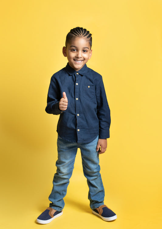 Little Boys 5 Pocket Skinny Fit Jeans - Garment Wash with Whiskers (PB101)