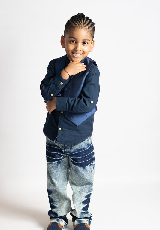 Little Boys 5 Pocket Skinny Fit Jeans - Snow Wash (PB104)